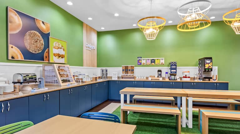 Bright complimentary breakfast area